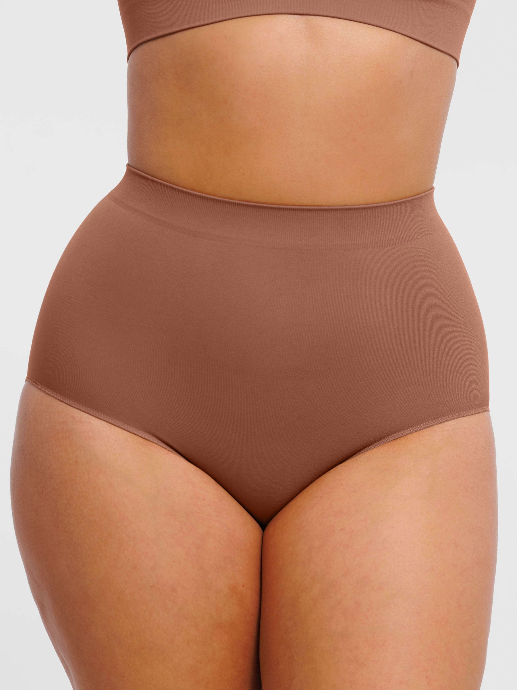 Feelingirl Seamless High-Waist Tummy Control Antibacterial Peach Hip Brief