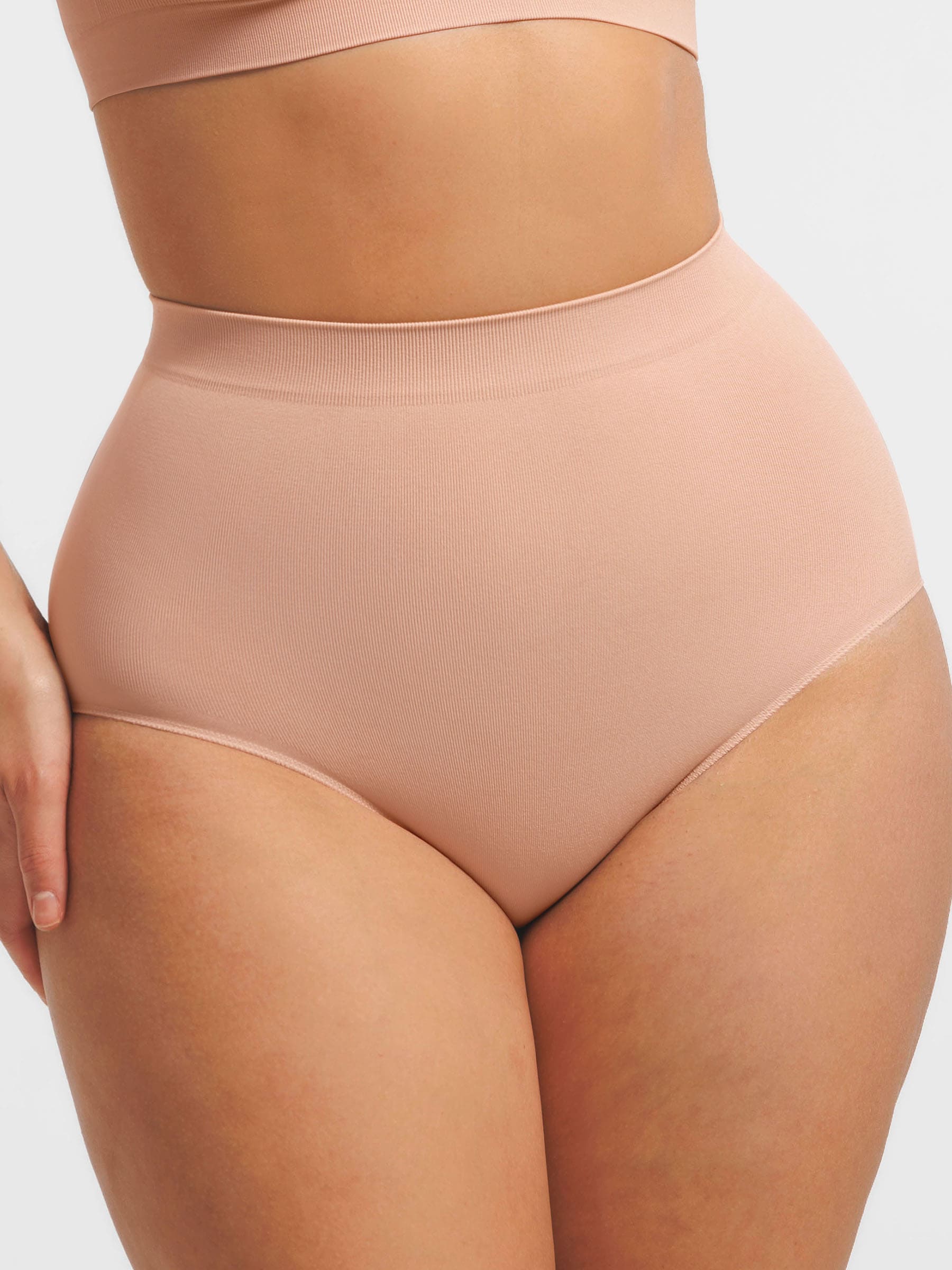 Feelingirl Seamless High-Waist Tummy Control Antibacterial Peach Hip Brief