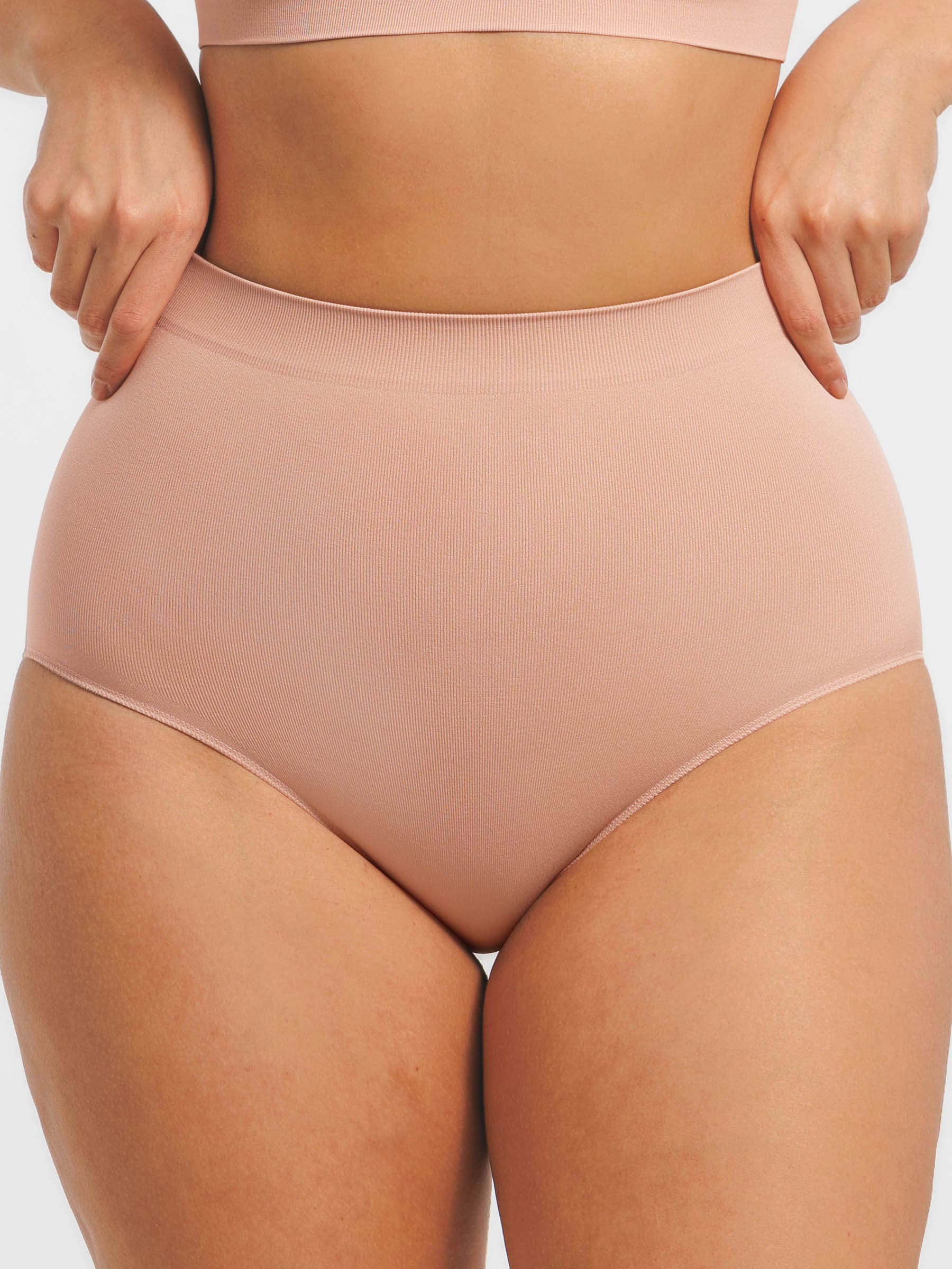 Feelingirl Seamless High-Waist Tummy Control Antibacterial Peach Hip Brief