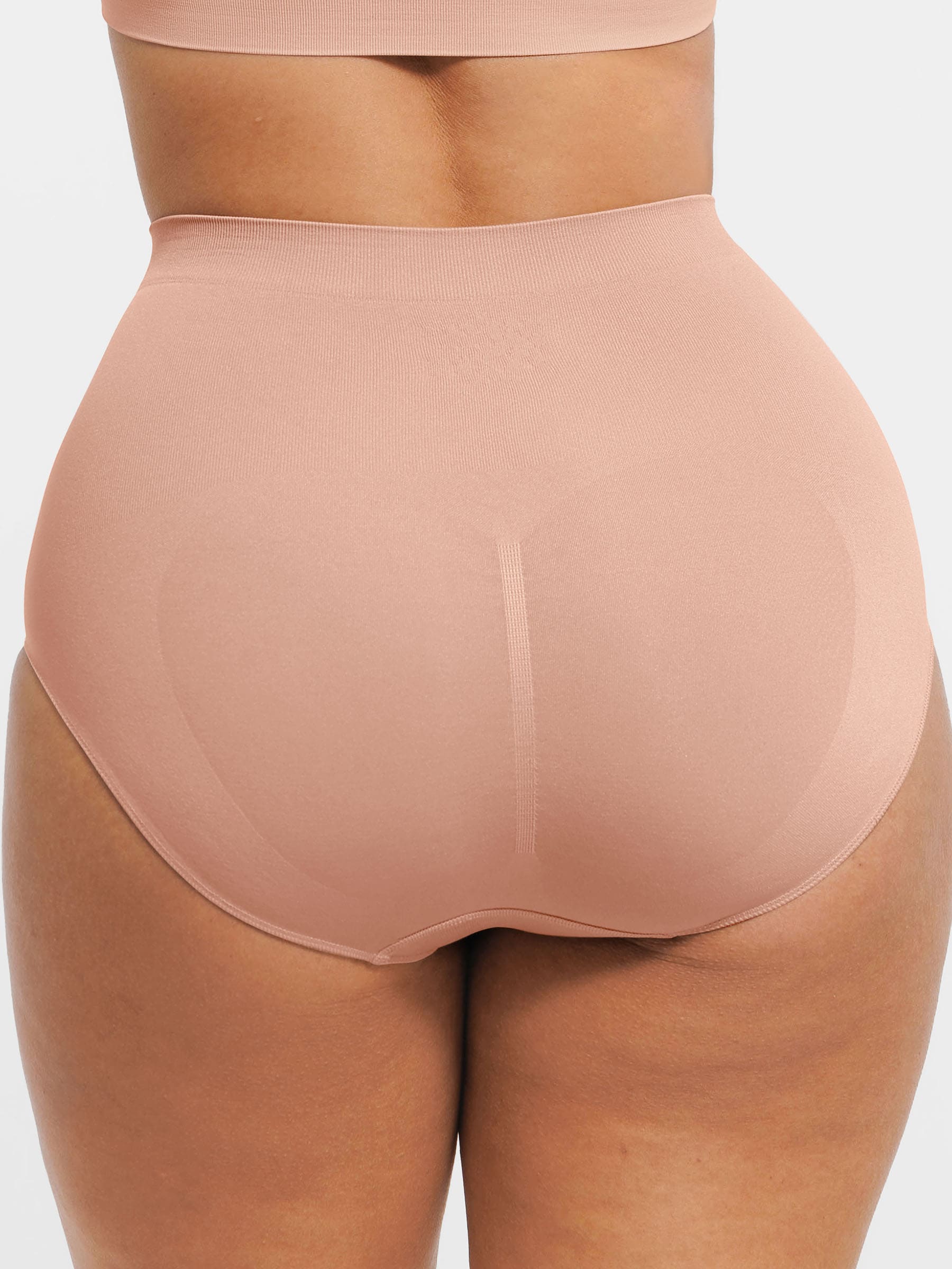 Feelingirl Seamless High-Waist Tummy Control Antibacterial Peach Hip Brief