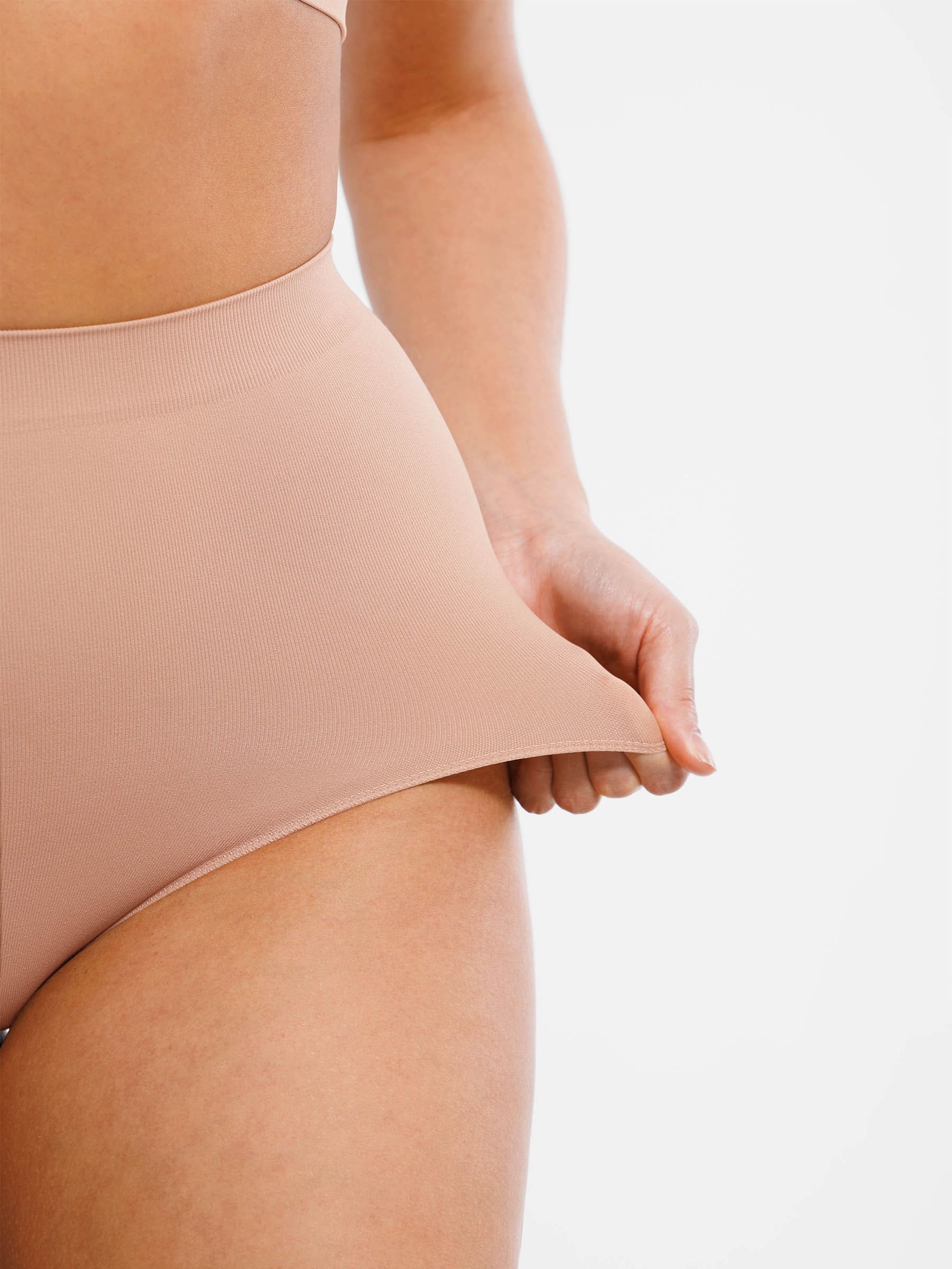 Feelingirl Seamless High-Waist Tummy Control Antibacterial Peach Hip Brief