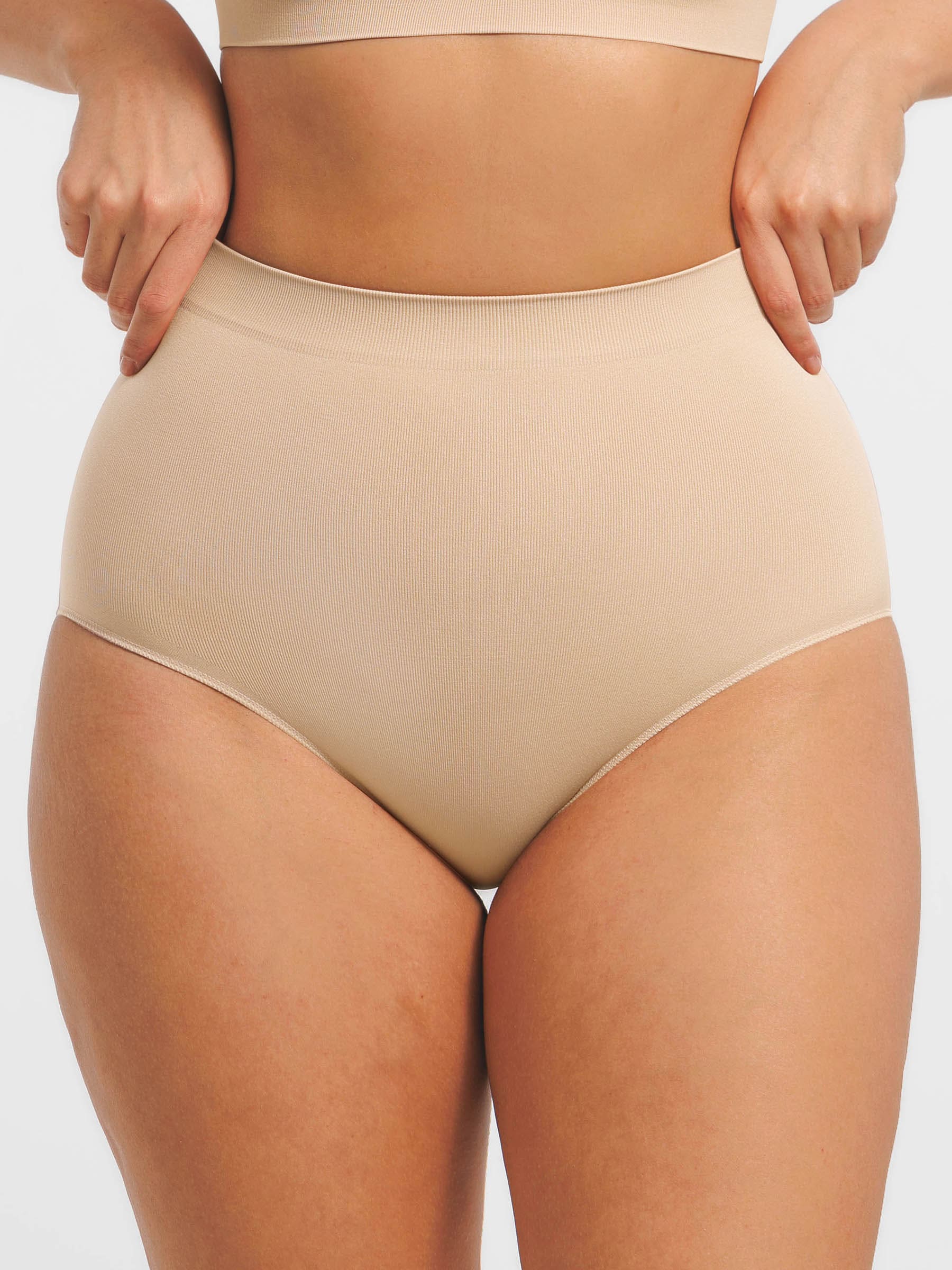 Feelingirl Seamless High-Waist Tummy Control Antibacterial Peach Hip Brief